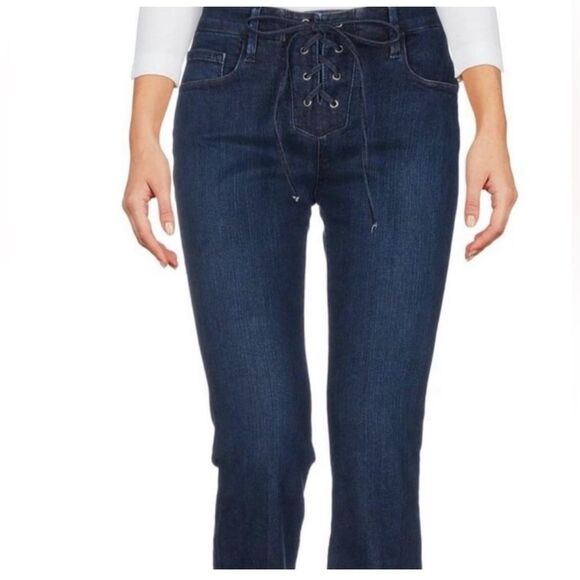 FRAME Denim Le Crop Mini Boot Lace Up Front Side Zip Boho Grunge Jeans Size 25 - Picture 5 of 11